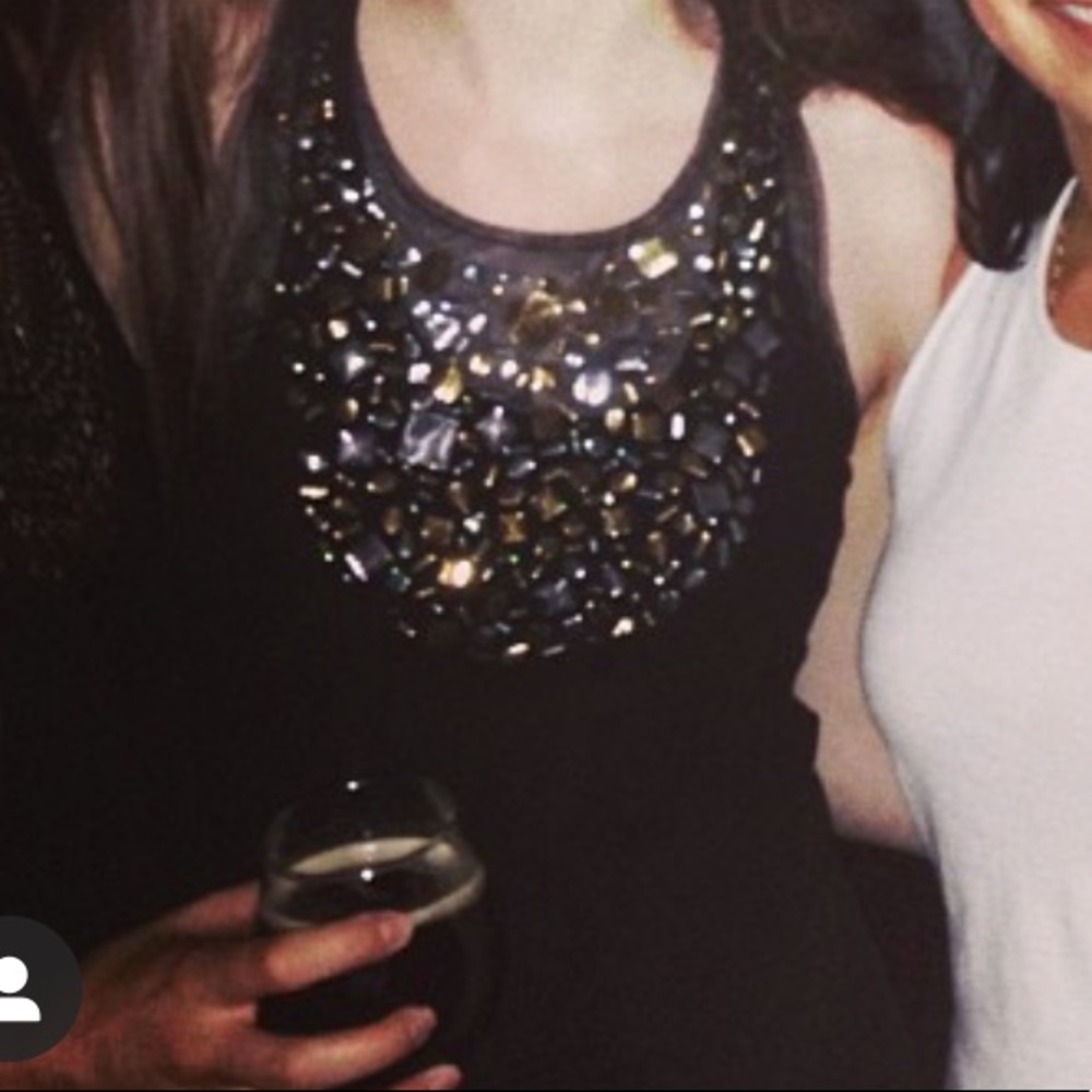 BCBGMAXAZRIA Black Tank with metal detailing